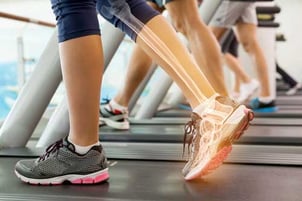 Achilles tendon on woman walking