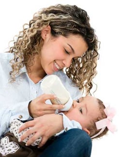 Caregiver bent over baby incorrectly while feeding them